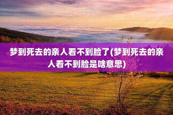 梦到死去的亲人看不到脸了(梦到死去的亲人看不到脸是啥意思)