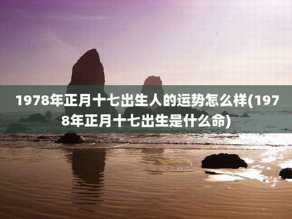 1978年正月十七出生人的运势怎么样(1978年正月十七出生是什么命)