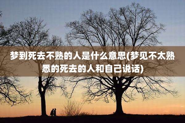 梦到死去不熟的人是什么意思(梦见不太熟悉的死去的人和自己说话)