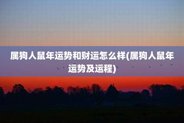 属狗人鼠年运势和财运怎么样(属狗人鼠年运势及运程)