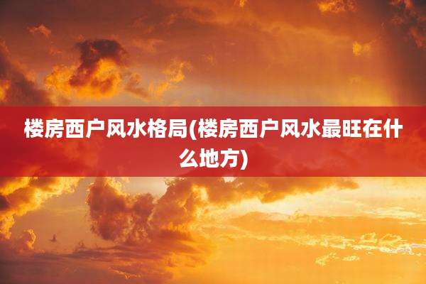 楼房西户风水格局(楼房西户风水最旺在什么地方)