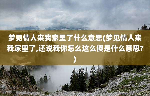 梦见情人来我家里了什么意思(梦见情人来我家里了,还说我你怎么这么傻是什么意思?)