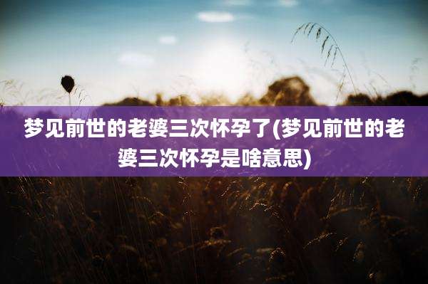 梦见前世的老婆三次怀孕了(梦见前世的老婆三次怀孕是啥意思)
