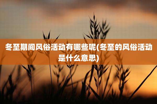 冬至期间风俗活动有哪些呢(冬至的风俗活动是什么意思)