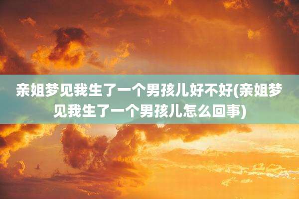 亲姐梦见我生了一个男孩儿好不好(亲姐梦见我生了一个男孩儿怎么回事)