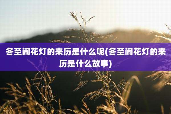 冬至闹花灯的来历是什么呢(冬至闹花灯的来历是什么故事)