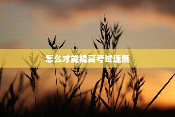 怎么才能提高考试速度