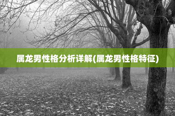 属龙男性格分析详解(属龙男性格特征)