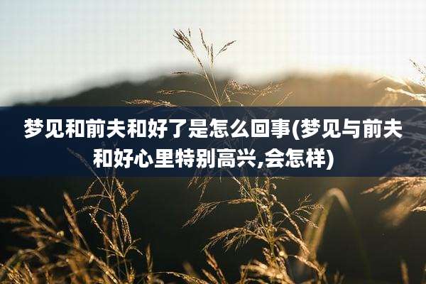 梦见和前夫和好了是怎么回事(梦见与前夫和好心里特别高兴,会怎样)