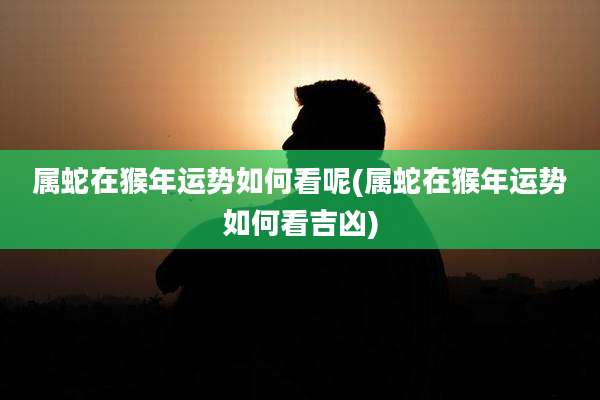 属蛇在猴年运势如何看呢(属蛇在猴年运势如何看吉凶)