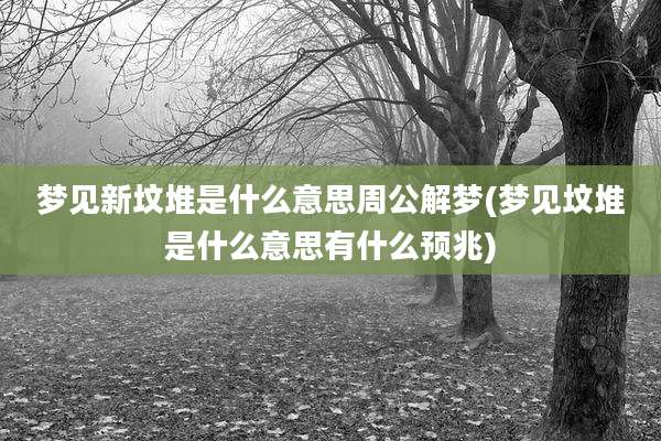 梦见新坟堆是什么意思周公解梦(梦见坟堆是什么意思有什么预兆)