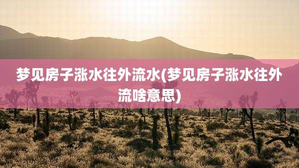 梦见房子涨水往外流水(梦见房子涨水往外流啥意思)