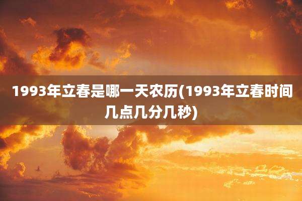 1993年立春是哪一天农历(1993年立春时间几点几分几秒)
