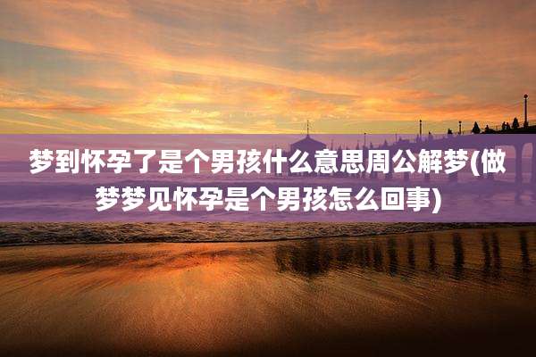 梦到怀孕了是个男孩什么意思周公解梦(做梦梦见怀孕是个男孩怎么回事)