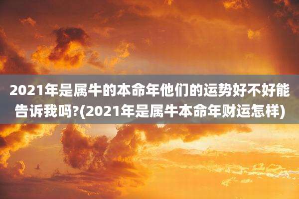 2021年是属牛的本命年他们的运势好不好能告诉我吗?(2021年是属牛本命年财运怎样)