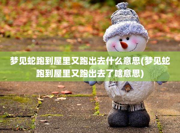 梦见蛇跑到屋里又跑出去什么意思(梦见蛇跑到屋里又跑出去了啥意思)