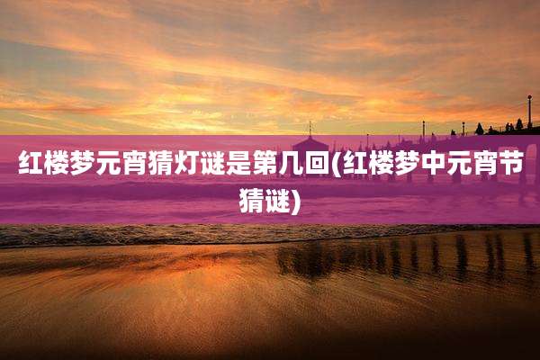 红楼梦元宵猜灯谜是第几回(红楼梦中元宵节猜谜)