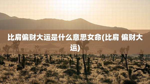 比肩偏财大运是什么意思女命(比肩 偏财大运)