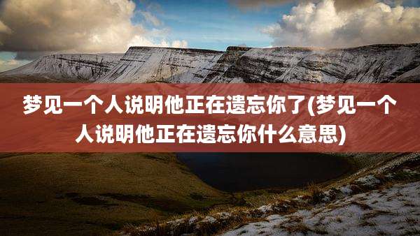 梦见一个人说明他正在遗忘你了(梦见一个人说明他正在遗忘你什么意思)
