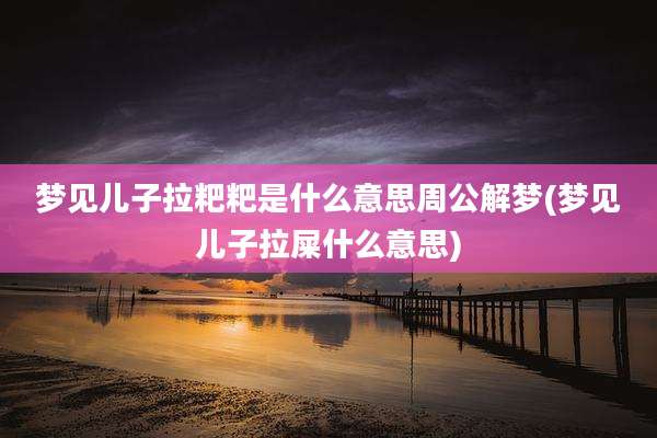 梦见儿子拉粑粑是什么意思周公解梦(梦见儿子拉屎什么意思)