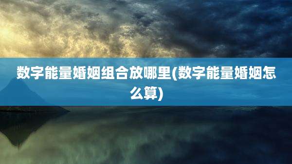 数字能量婚姻组合放哪里(数字能量婚姻怎么算)