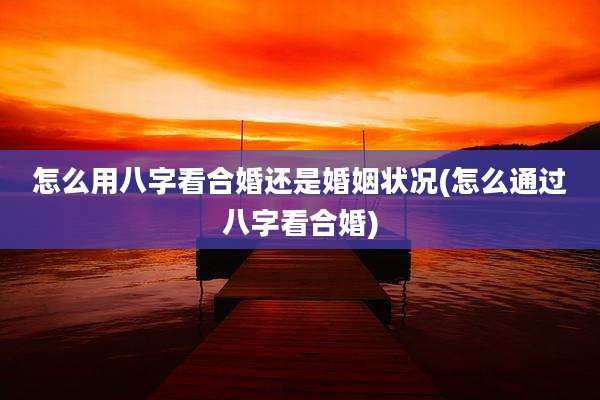 怎么用八字看合婚还是婚姻状况(怎么通过八字看合婚)