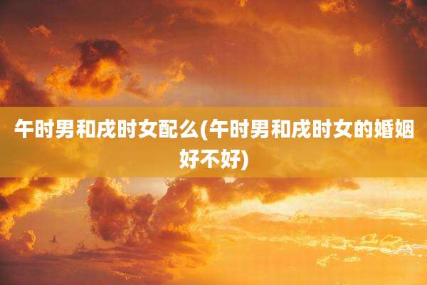 午时男和戌时女配么(午时男和戌时女的婚姻好不好)