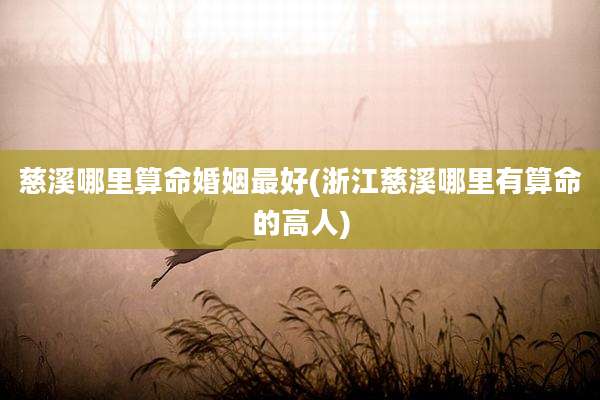 慈溪哪里算命婚姻最好(浙江慈溪哪里有算命的高人)