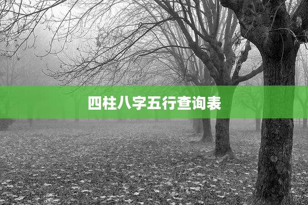 四柱八字五行查询表