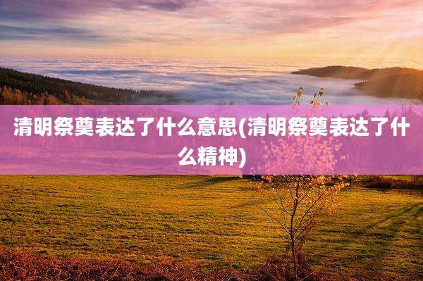 清明祭奠表达了什么意思(清明祭奠表达了什么精神)