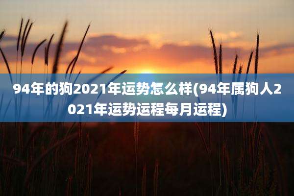 94年的狗2021年运势怎么样(94年属狗人2021年运势运程每月运程)