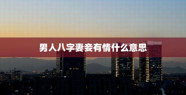 男人八字妻妾有情什么意思