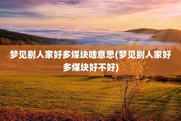 梦见别人家好多煤块啥意思(梦见别人家好多煤块好不好)