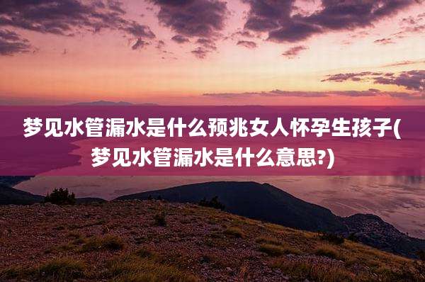 梦见水管漏水是什么预兆女人怀孕生孩子(梦见水管漏水是什么意思?)