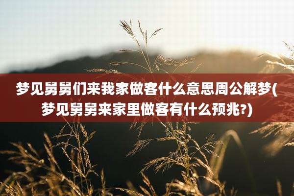 梦见舅舅们来我家做客什么意思周公解梦(梦见舅舅来家里做客有什么预兆?)
