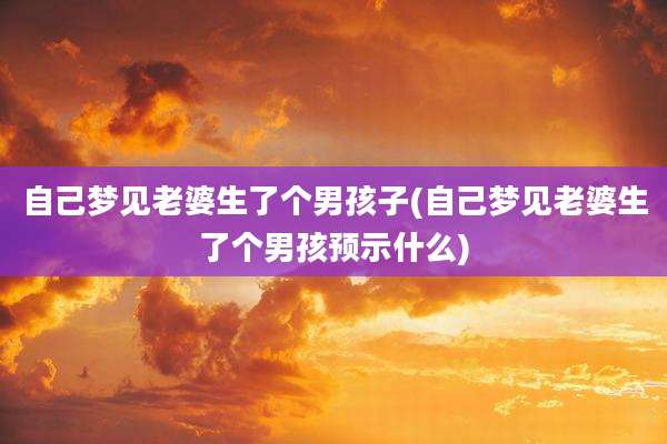 自己梦见老婆生了个男孩子(自己梦见老婆生了个男孩预示什么)