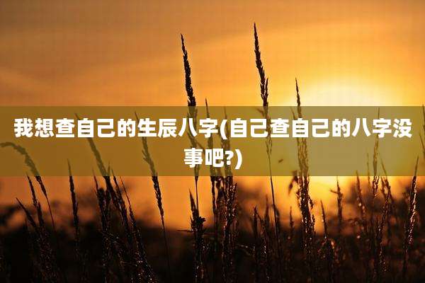 我想查自己的生辰八字(自己查自己的八字没事吧?)