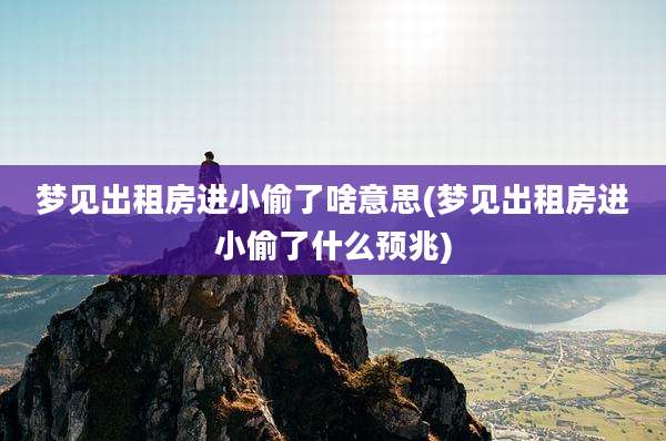 梦见出租房进小偷了啥意思(梦见出租房进小偷了什么预兆)