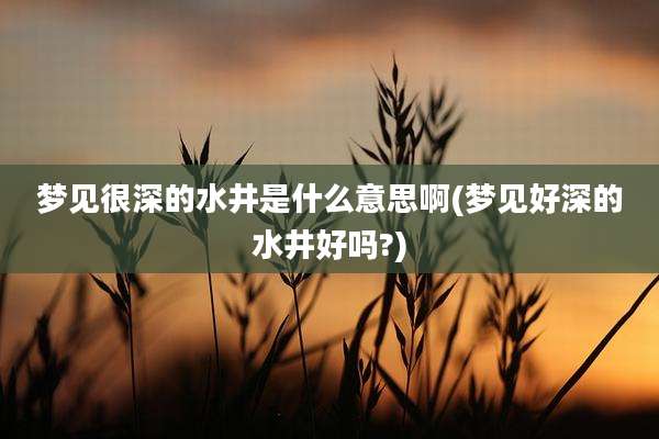 梦见很深的水井是什么意思啊(梦见好深的水井好吗?)