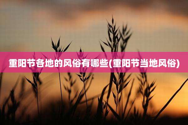 重阳节各地的风俗有哪些(重阳节当地风俗)