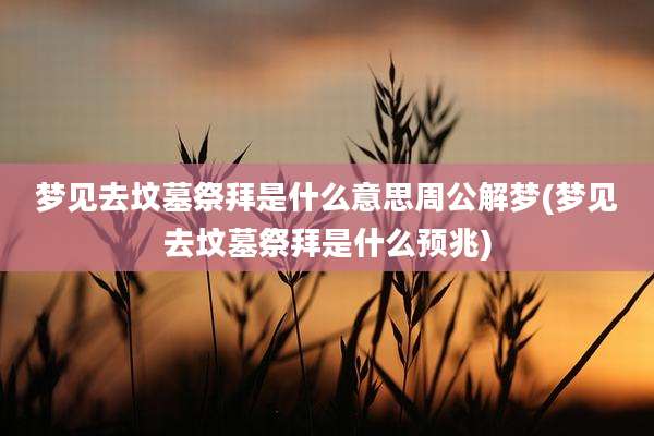 梦见去坟墓祭拜是什么意思周公解梦(梦见去坟墓祭拜是什么预兆)