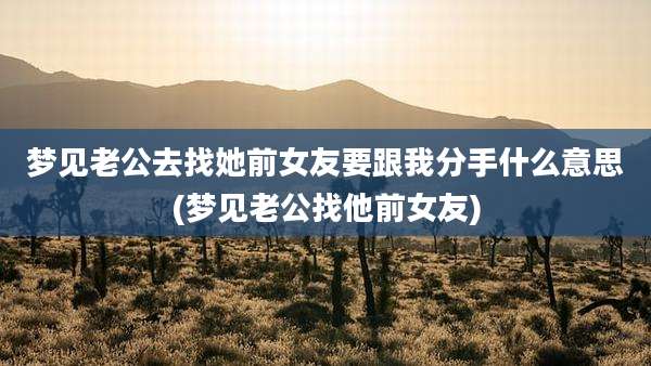 梦见老公去找她前女友要跟我分手什么意思(梦见老公找他前女友)