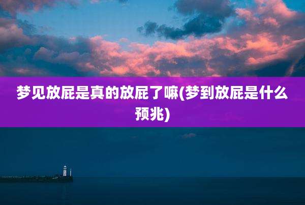梦见放屁是真的放屁了嘛(梦到放屁是什么预兆)