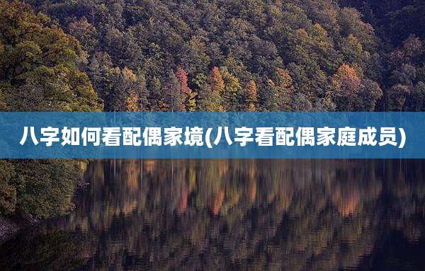 八字如何看配偶家境(八字看配偶家庭成员)