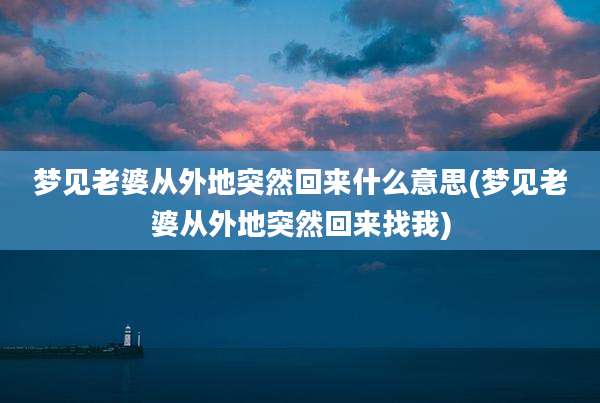 梦见老婆从外地突然回来什么意思(梦见老婆从外地突然回来找我)
