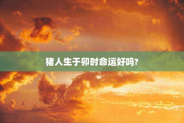 猪人生于卯时命运好吗?