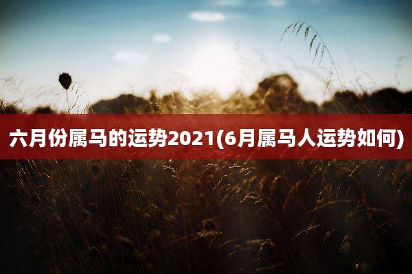 六月份属马的运势2021(6月属马人运势如何)