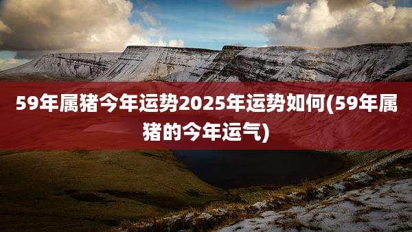 59年属猪今年运势2025年运势如何(59年属猪的今年运气)