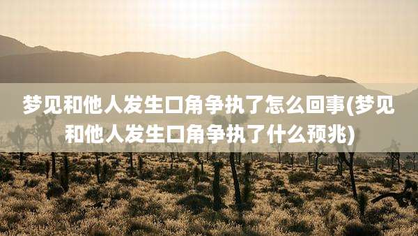 梦见和他人发生口角争执了怎么回事(梦见和他人发生口角争执了什么预兆)