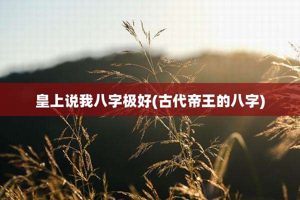 皇上说我八字极好(古代帝王的八字)